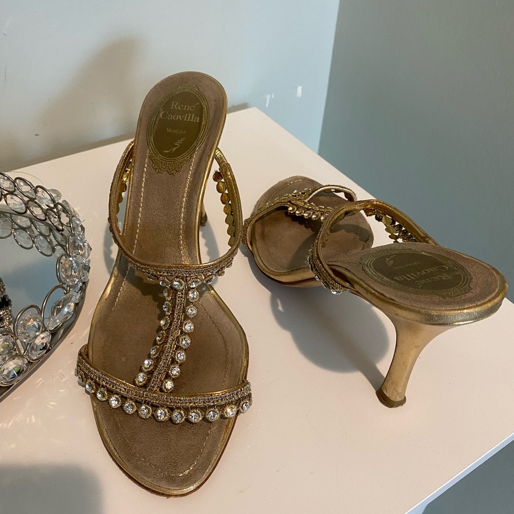 Rene Caovillia Stone Slip On Heels